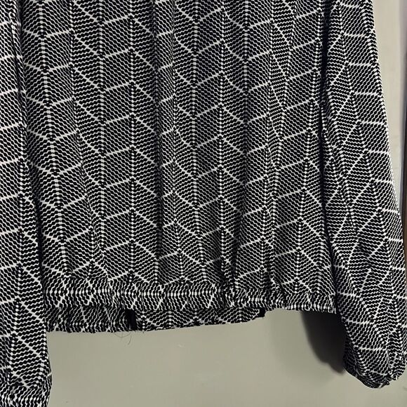 Roz & Ali Women's Jacket Large Black & White Elastic Waist - Picture 5 of 11